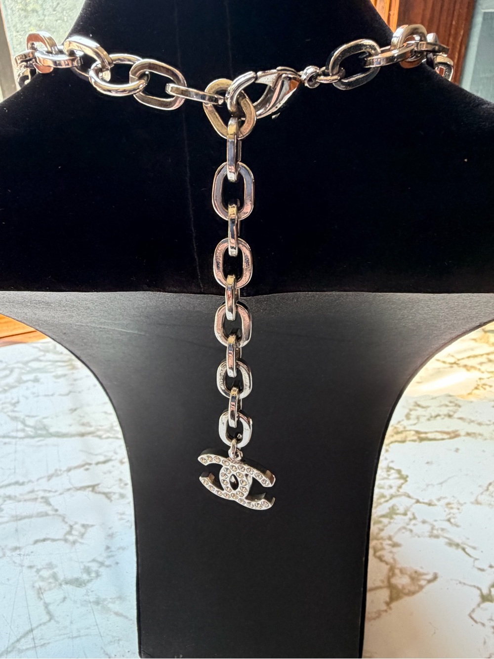 CHANEL Archival Silver-Tone Crystal Byzantine Medallion Statement Necklace - Picture 10 of 12